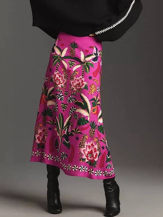 FARM Rio Dresses & Skirts - FARM Rio Pink Tropical Maxi Skirt with Green Botanical Print